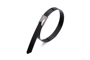 Стяжка стальная СКС-П (304) 7.9х500 (50шт) из нержавеющей стали AISI 304 с полимерным покрытием