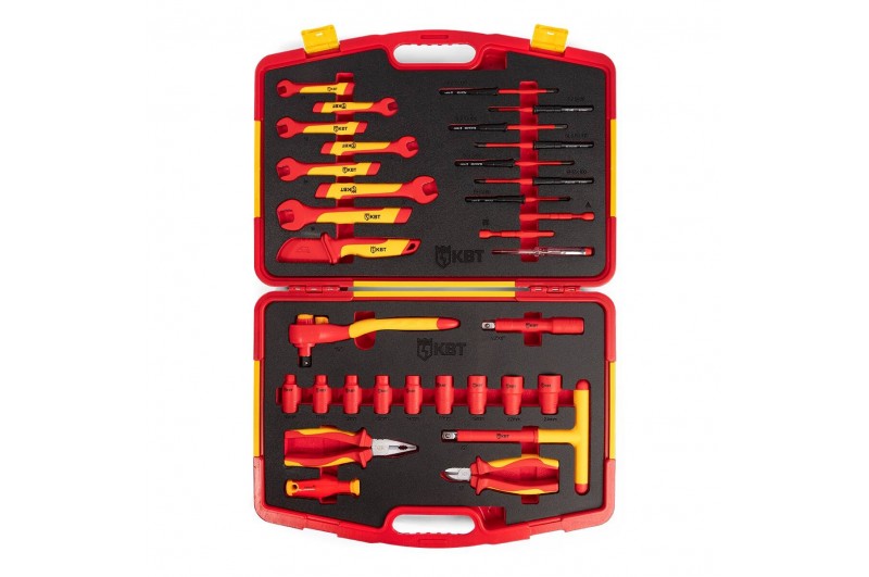 Набор диэлектрического инструмента НИИ-04 серия ПРОФИ торцевые шестигранные головки с трещоткой для работ под напряжением до 1000 В, стандарт VDE