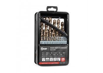 Набор сверл по металлу НСС-25К серия ПРОФИ 25 шт., сталь М35 (Р6М5К5) Кобальт, 1-13 мм