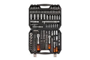 Набор инструментов НАИ-09/150 серия KBT-PROFESSIONAL с торцевыми шестигранными головками и трещоткой 1/2’’, 1/4’’, 3/8’’