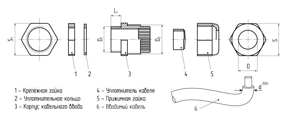 Чертеж кабельный ввод